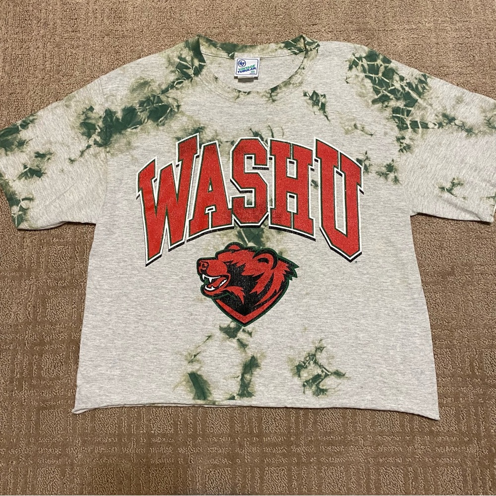 {Vintage Tubular} Washu Tie Dye Cropped Graphic Tee ~ Size Medium - Picture 4 of 14